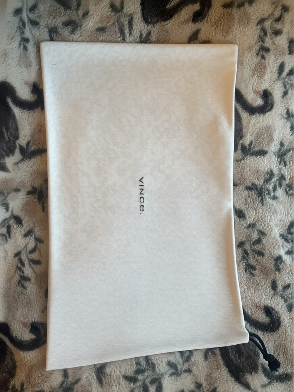 Vince White Drawstring Logo Pouch